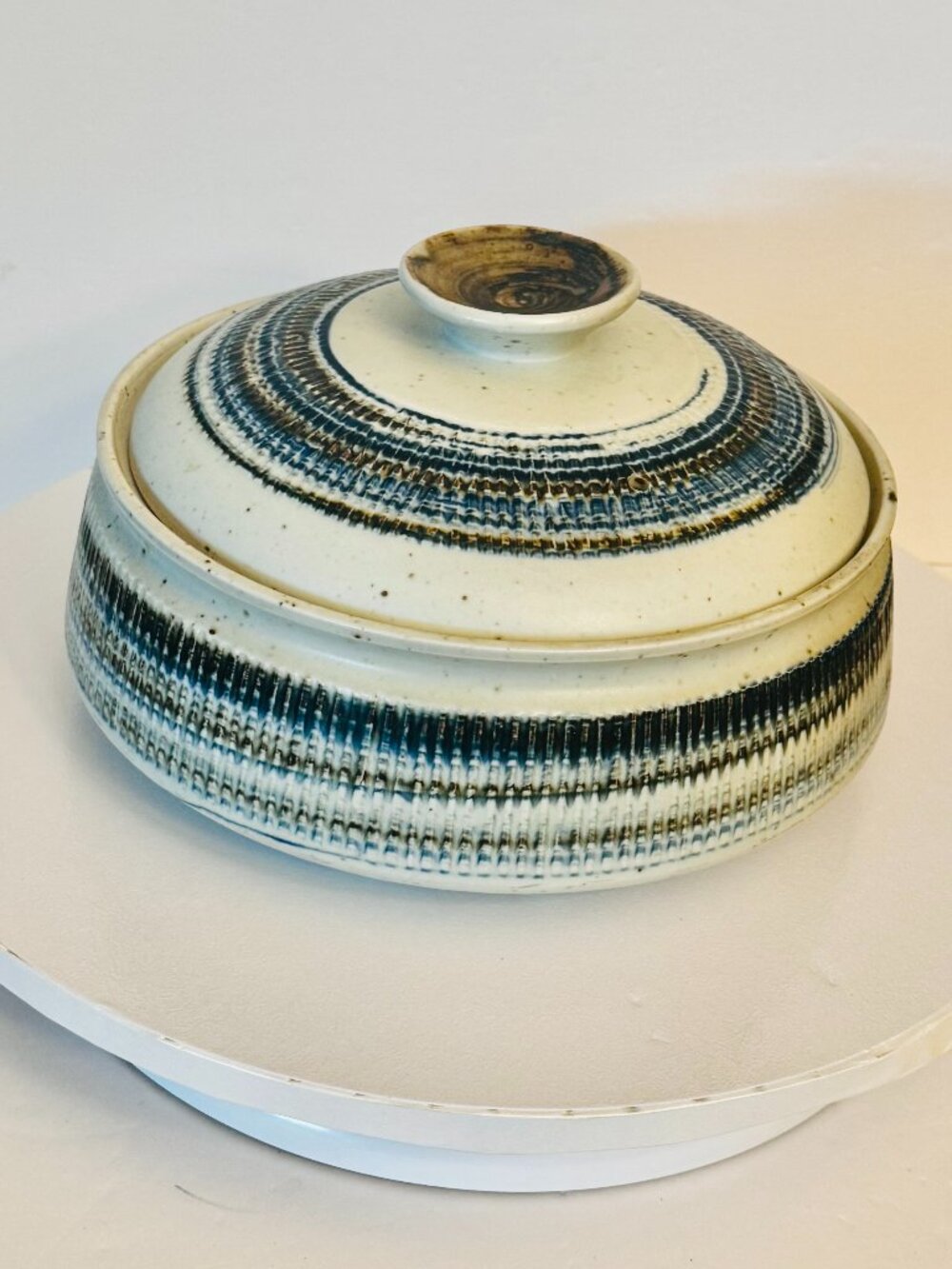 Vtg OMC Japanese Stoneware Casserole 10" Otagiri Mercantile Co. Style Blue Brown